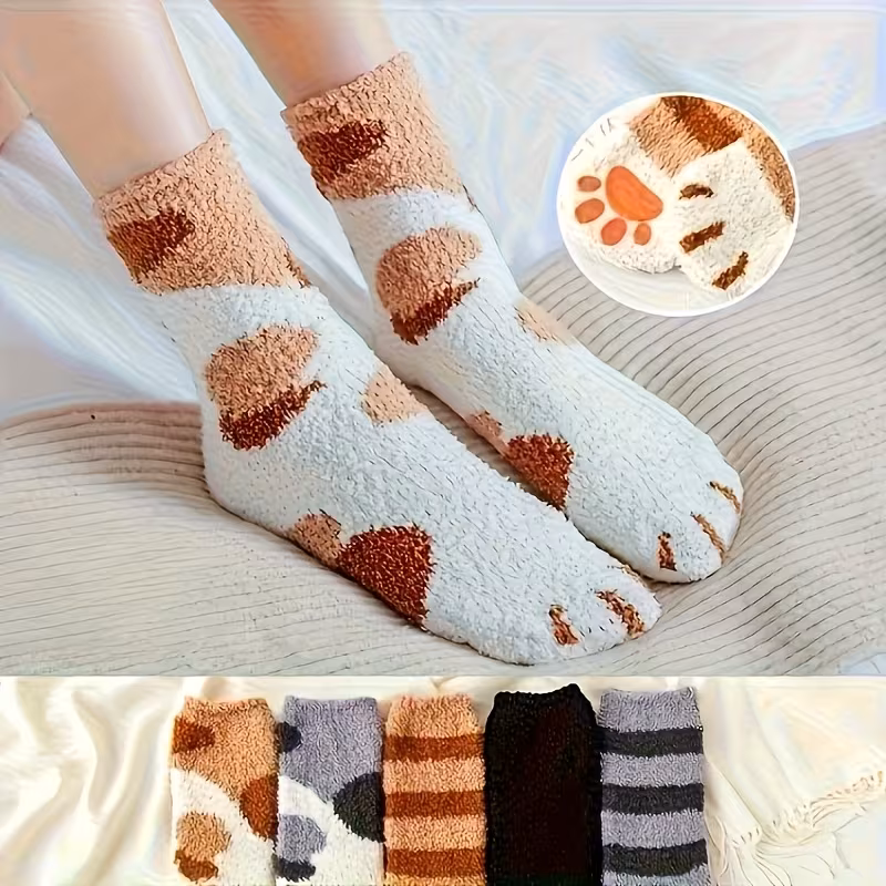 3 пари жіночих шкарпеток із візерунком лапок кота
