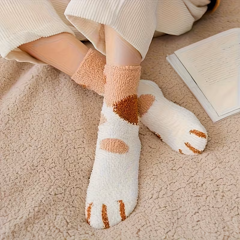 3 пари жіночих шкарпеток із візерунком лапок кота