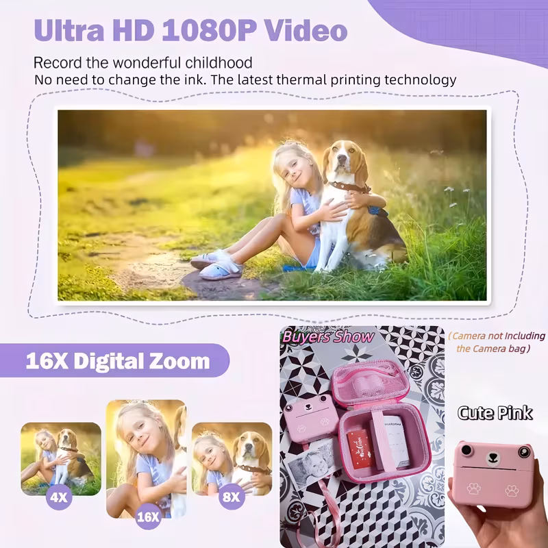 Дитяча міні портативна миттєва термодрукована камера 1080P